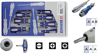 Premium 2K screwdriver set with hammer, 8 parts, Berner